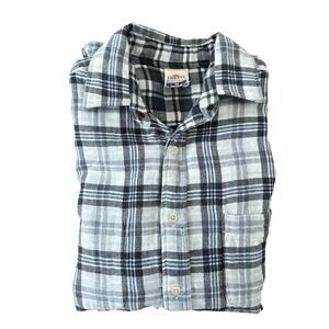 Faherty Shirt‎ Mens Medium Grey Blue Plaid Flannel Reversible Button Up